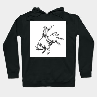 Rodeo cowboy riding a wild bull Hoodie